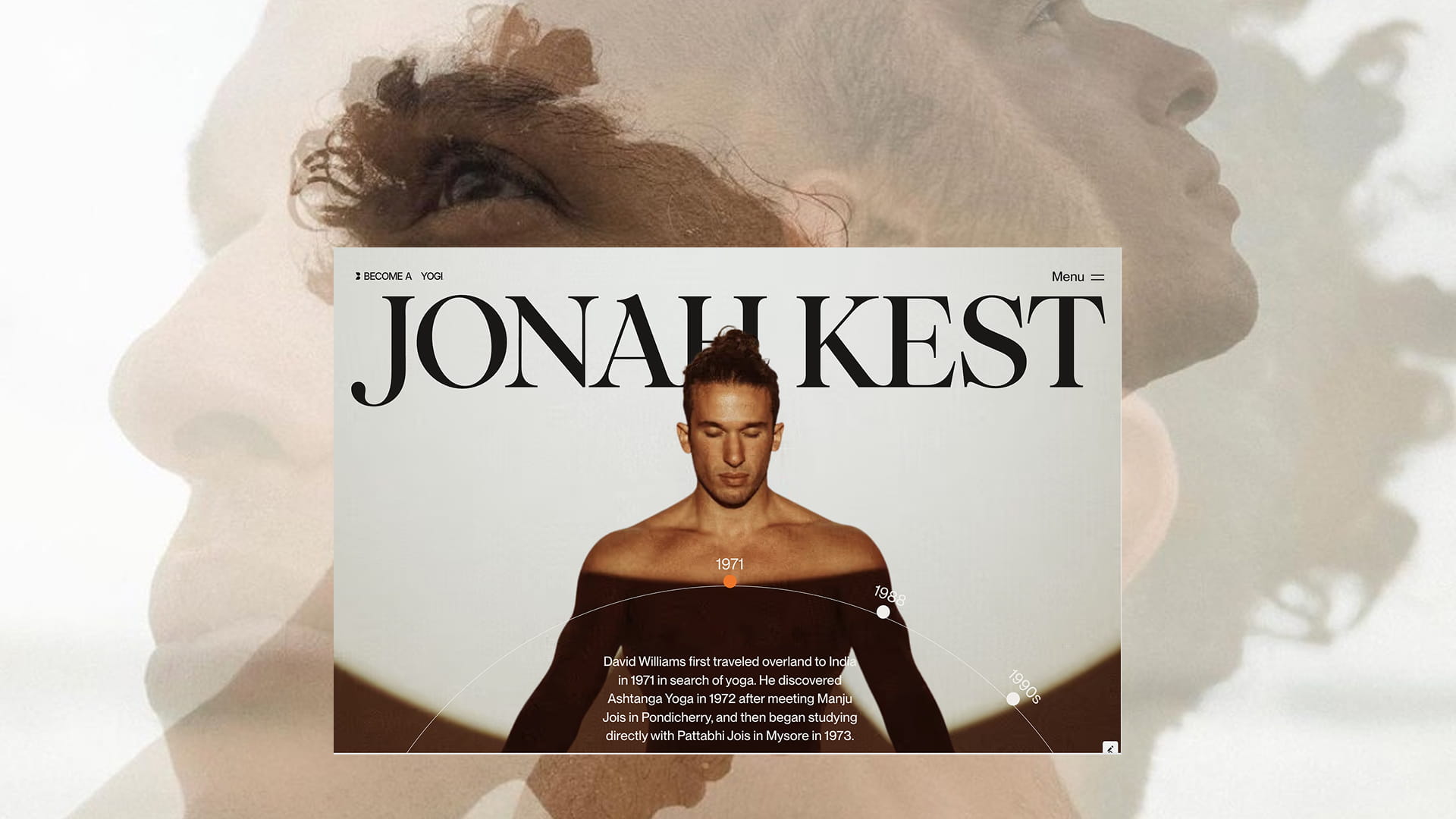 The Jonah Kest page of Become A Yogi, full width