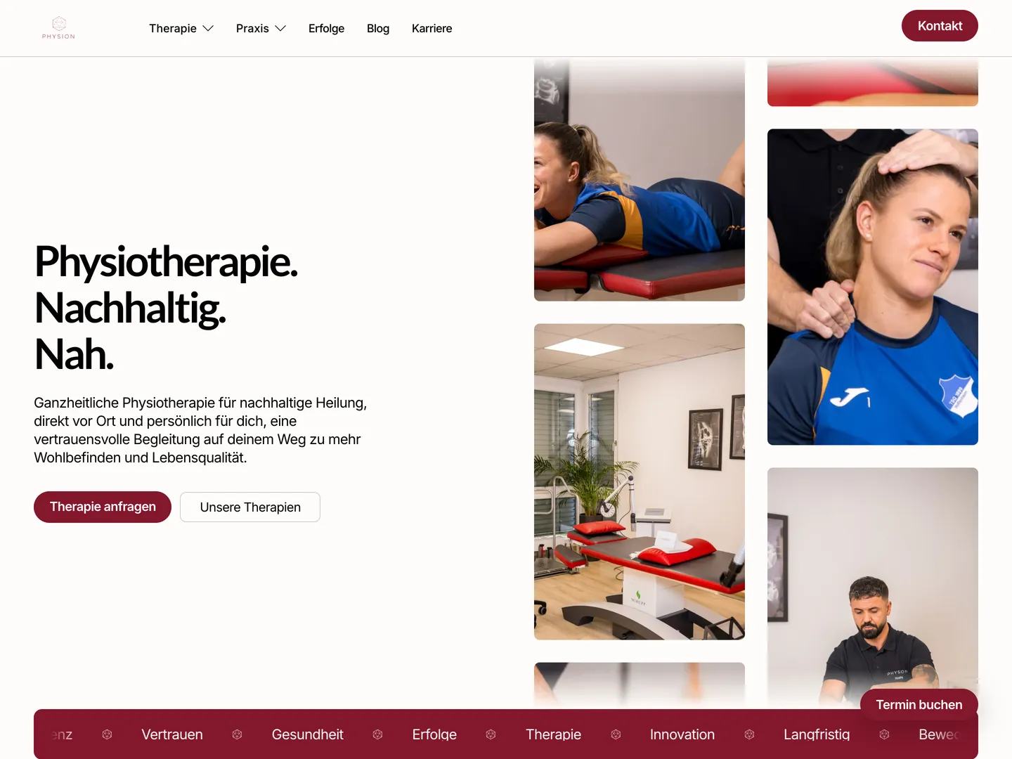 Die Seite Home von Physion