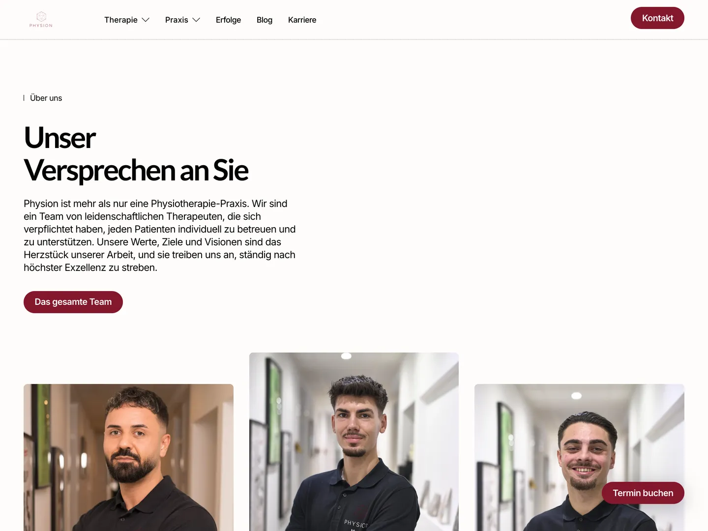 Die Seite About von Physion