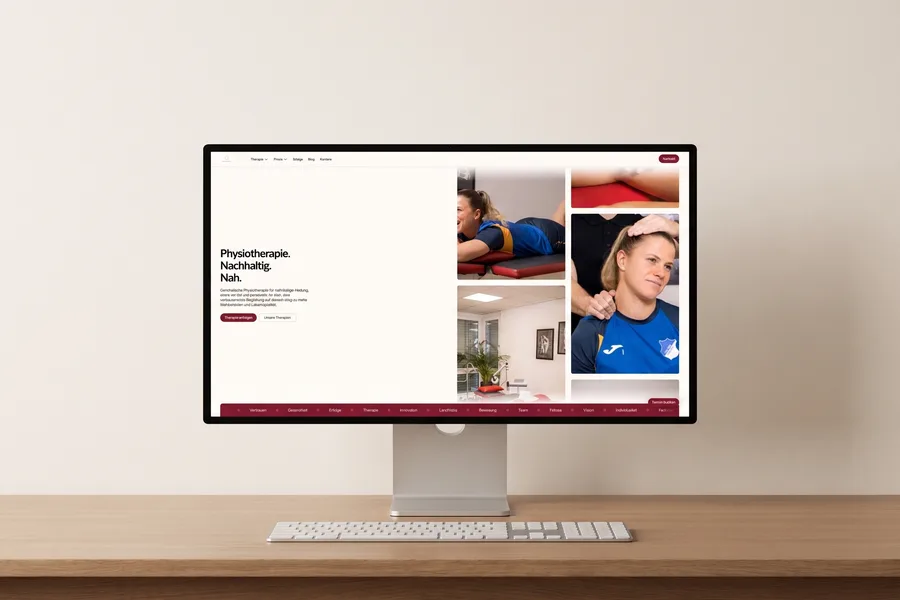 Die neue Physion-Website mit der Ueberschrift Physiotherapie. Nachhaltig. Nah.